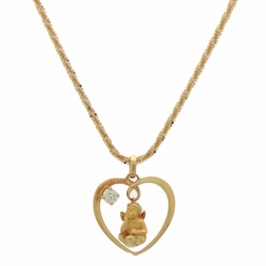 Vintage Carrera y Carrera Diamond Cherub and Heart Pendant
