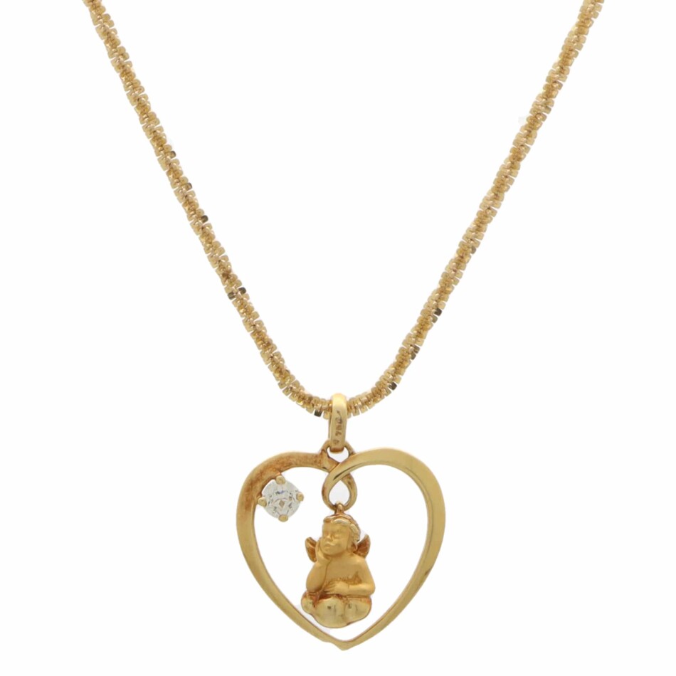 Vintage Carrera y Carrera Diamond Cherub and Heart Pendant