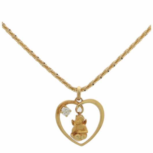 Vintage Carrera y Carrera Diamond Cherub and Heart Pendant