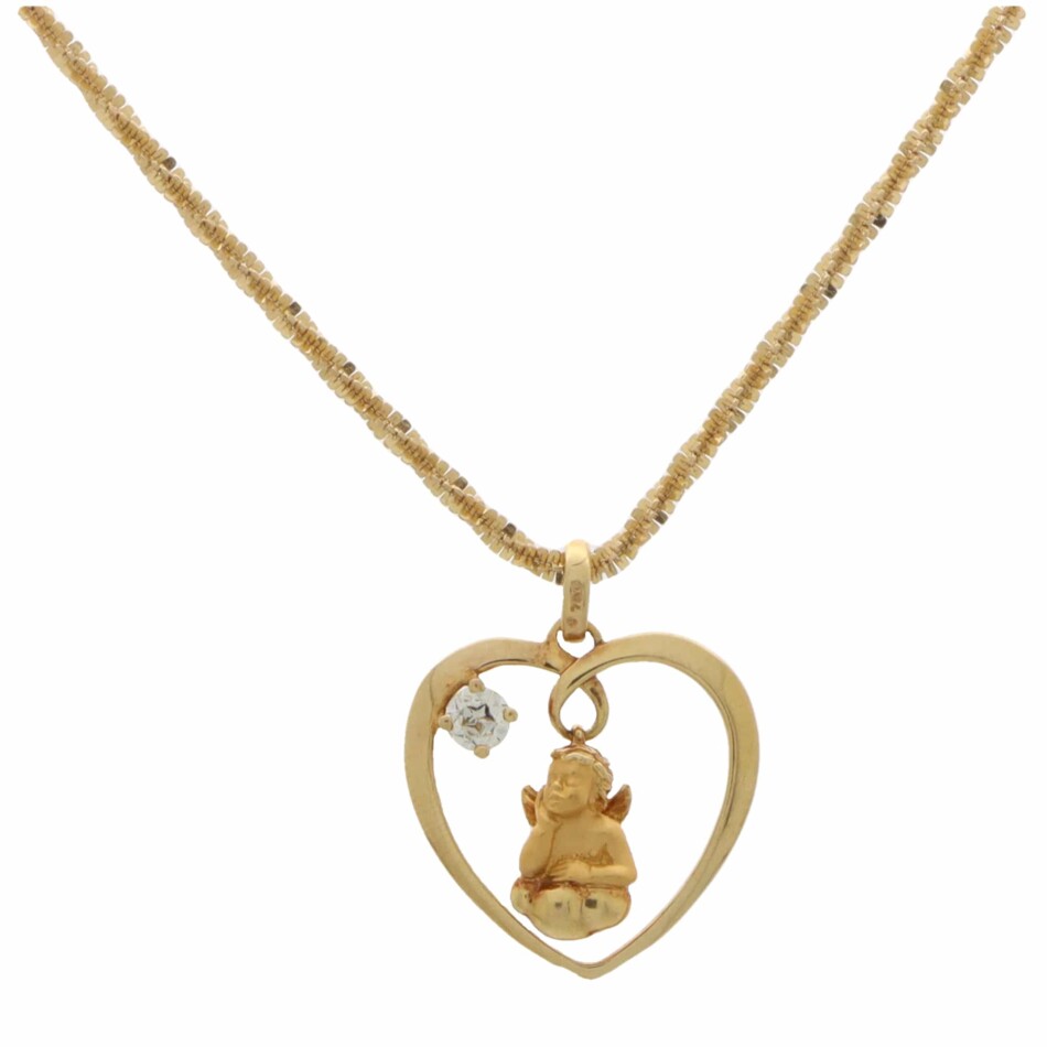 Vintage Carrera y Carrera Diamond Cherub and Heart Pendant