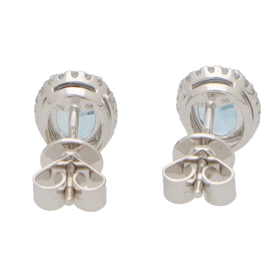Aquamarine and Diamond Stud Earrings