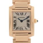 Rose Gold Cartier Tank Française on matching Rose Gold Bracelet