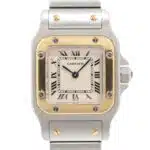 Vintage Cartier Santos steel and gold wrist watch with quartz m