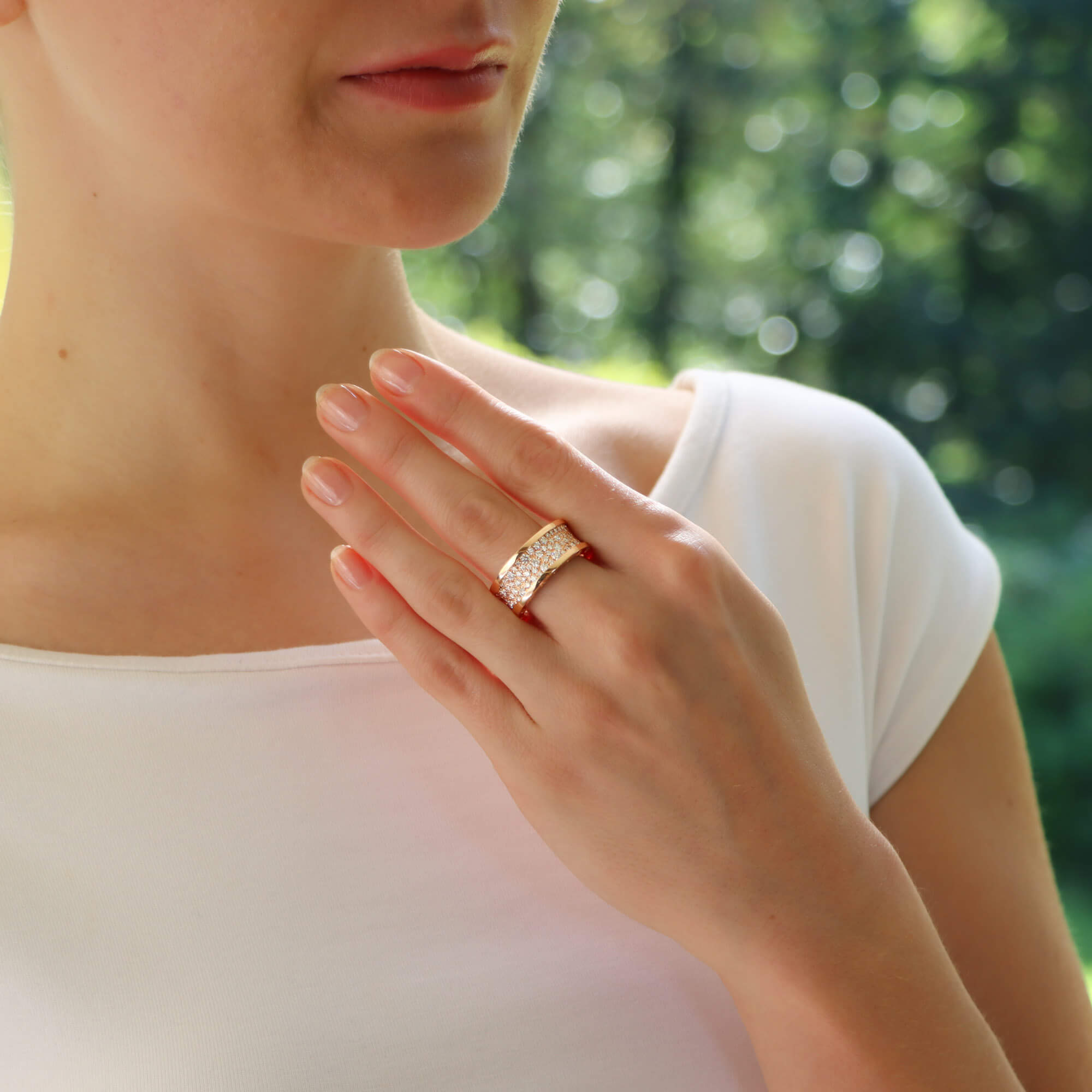 Vintage Bulgari B.zero1 Pavé Diamond Ring in Rose Gold