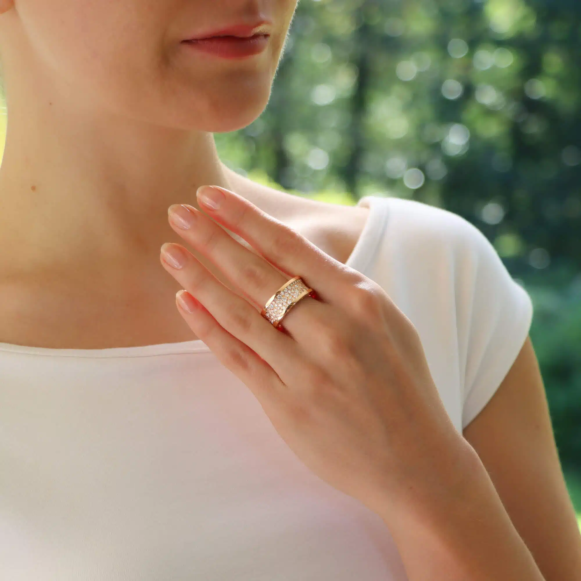 Vintage Bulgari B.zero1 Pavé Diamond Ring in Rose Gold