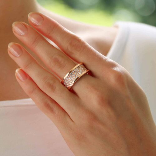 Vintage Bulgari B.zero1 Pavé Diamond Ring in Rose Gold