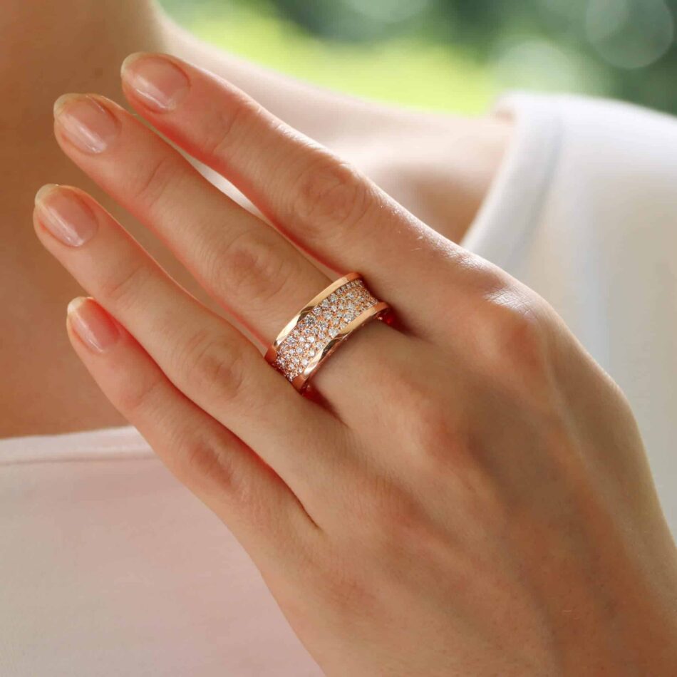Vintage Bulgari B.zero1 Pavé Diamond Ring in Rose Gold