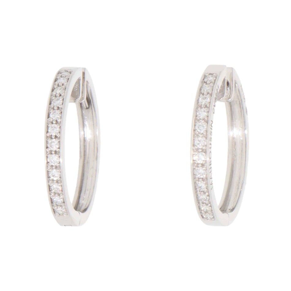 Vintage Mauboussin Paris Diamond Hoop Earrings in White Gold