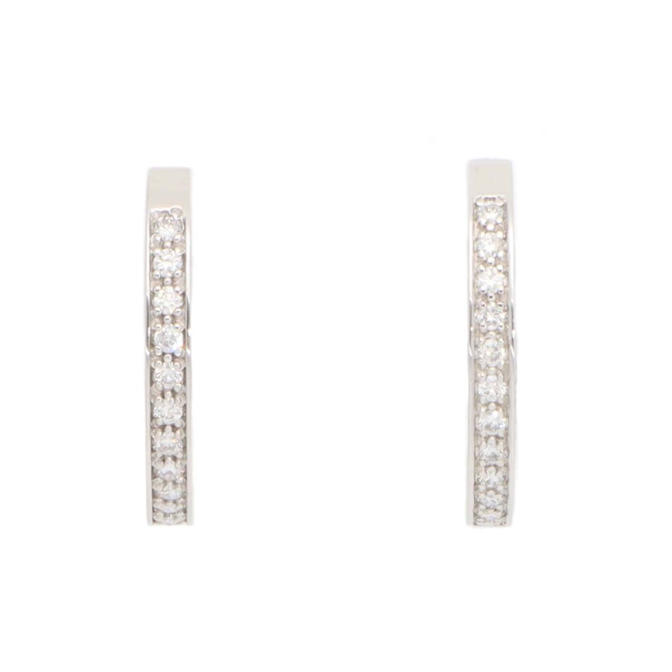 Vintage Mauboussin Paris Diamond Hoop Earrings in White Gold