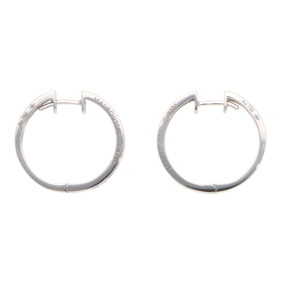 Vintage Mauboussin Paris Diamond Hoop Earrings in White Gold