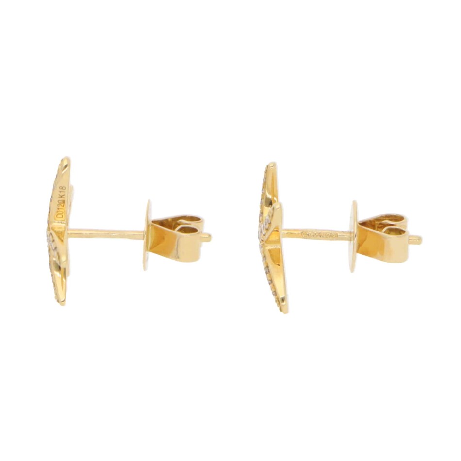 Medium Diamond Starfish Stud Earrings in Yellow Gold