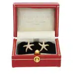 Medium Diamond Starfish Stud Earrings in Yellow Gold