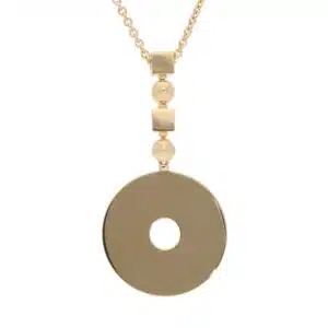 Vintage Bulgari Lucia Disc Pendant Necklace in Yellow Gold