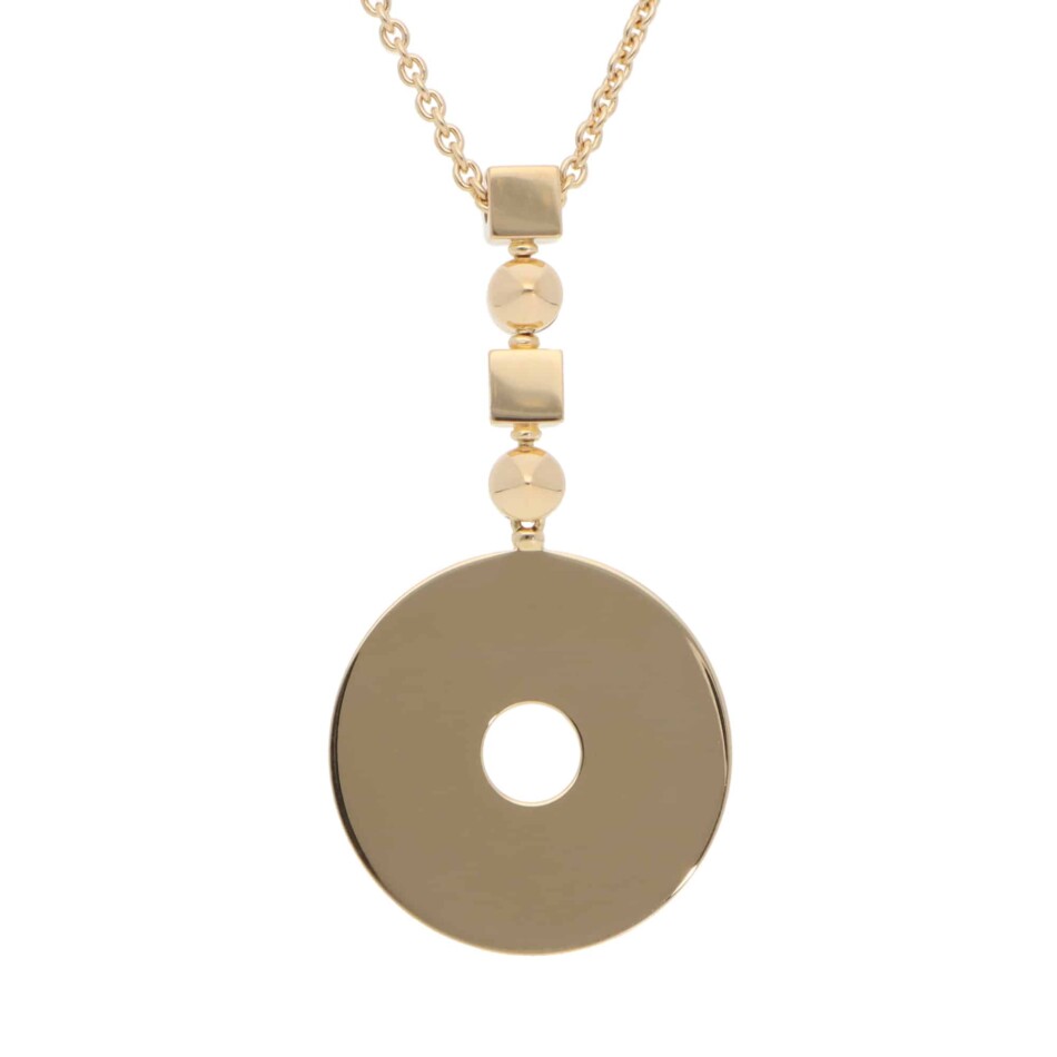 Vintage Bulgari Lucia Disc Pendant Necklace in Yellow Gold