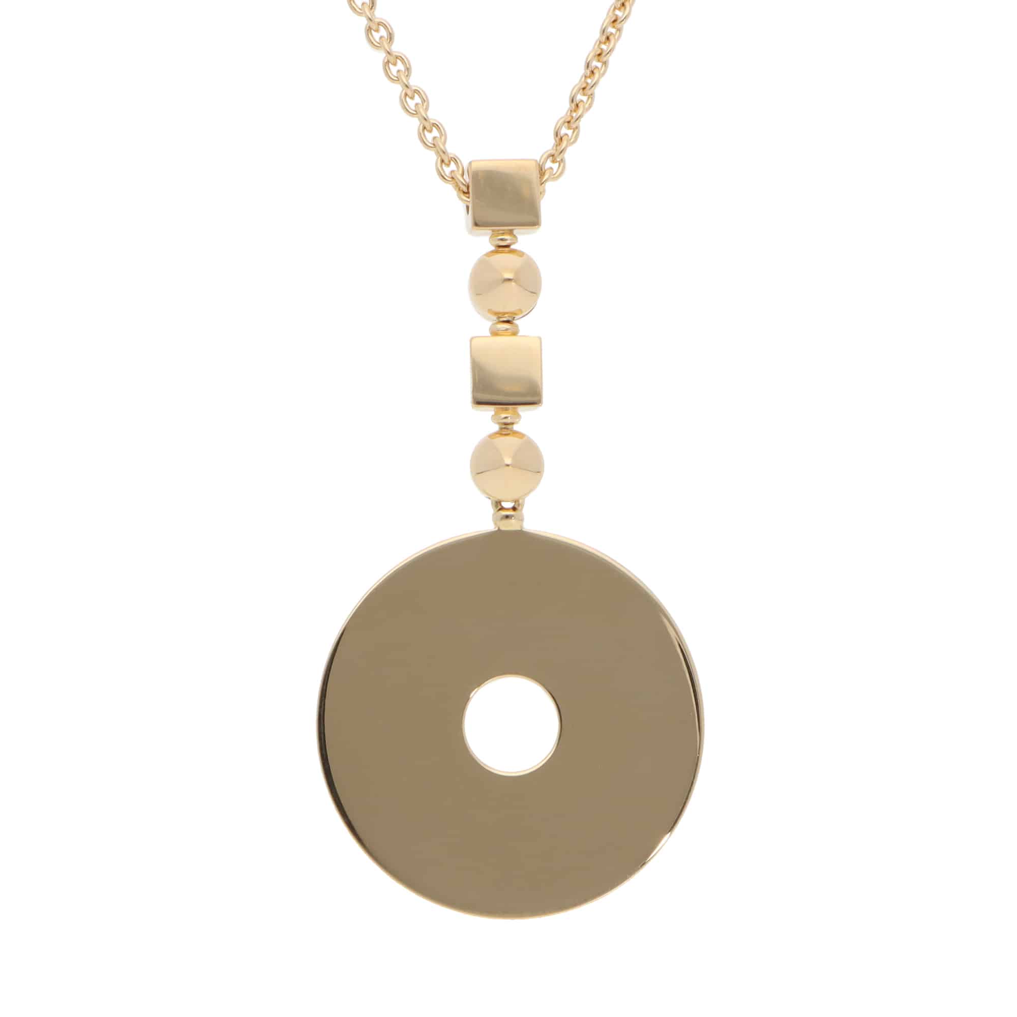 Vintage Bulgari Lucia Disc Pendant Necklace in Yellow Gold