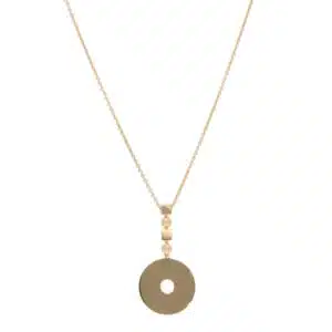 Vintage Bulgari Lucia Disc Pendant Necklace in Yellow Gold