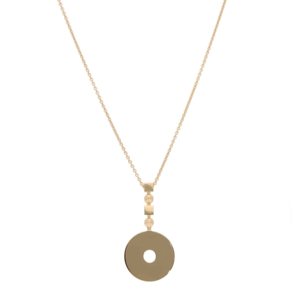 Vintage Bulgari Lucia Disc Pendant Necklace in Yellow Gold