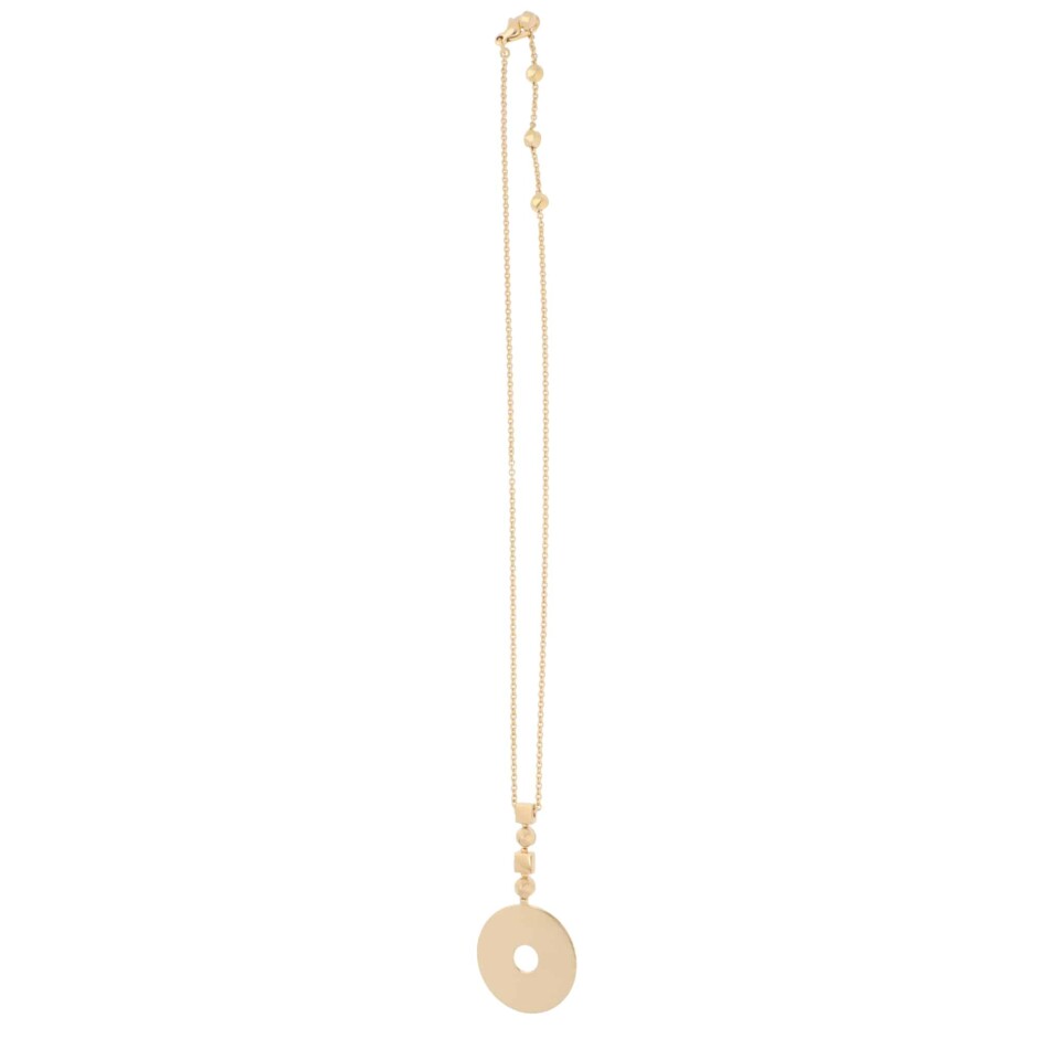 Vintage Bulgari Lucia Disc Pendant Necklace in Yellow Gold