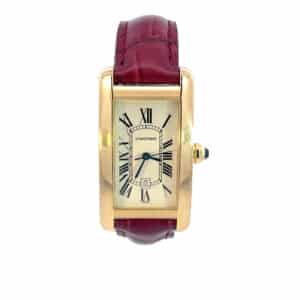 Cartier Tank Americaine yellow gold wrist watch with automatic