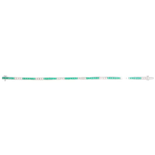 Contemporary Emerald and Diamond Line Tennis Bracelet