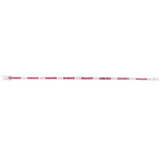 Contemporary Ruby and Diamond Line Tennis Bracelet