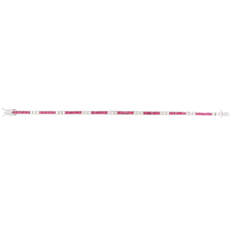 Contemporary Ruby and Diamond Line Tennis Bracelet