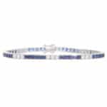 Contemporary Sapphire and Diamond Line Tennis Bracelet
