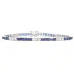 Contemporary Sapphire and Diamond Line Tennis Bracelet