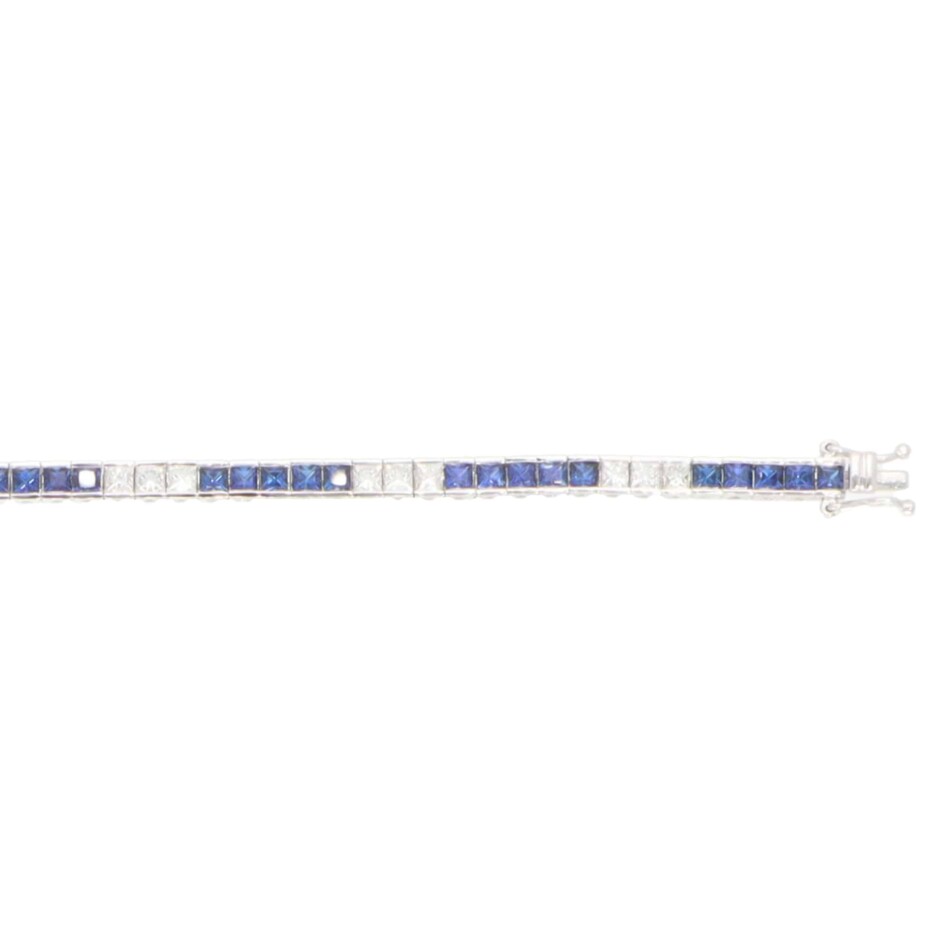Contemporary Sapphire and Diamond Line Tennis Bracelet