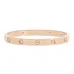 Vintage Cartier Four Diamond LOVE Bangle in Rose Gold, Size 17