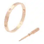Vintage Cartier Four Diamond LOVE Bangle in Rose Gold, Size 17