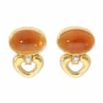 Vintage Bulgari Citrine and Diamond Clip Earrings in Yellow Gold