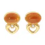 Vintage Bulgari Citrine and Diamond Clip Earrings in Yellow Gold