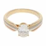 Vintage Cartier GIA Certified 1.08ct Oval Diamond Trinity Ring