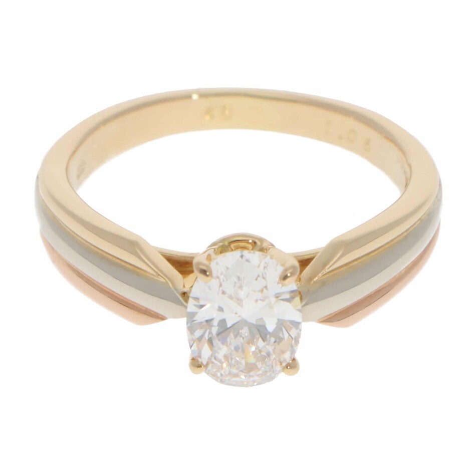 Vintage Cartier GIA Certified 1.08ct Oval Diamond Trinity Ring