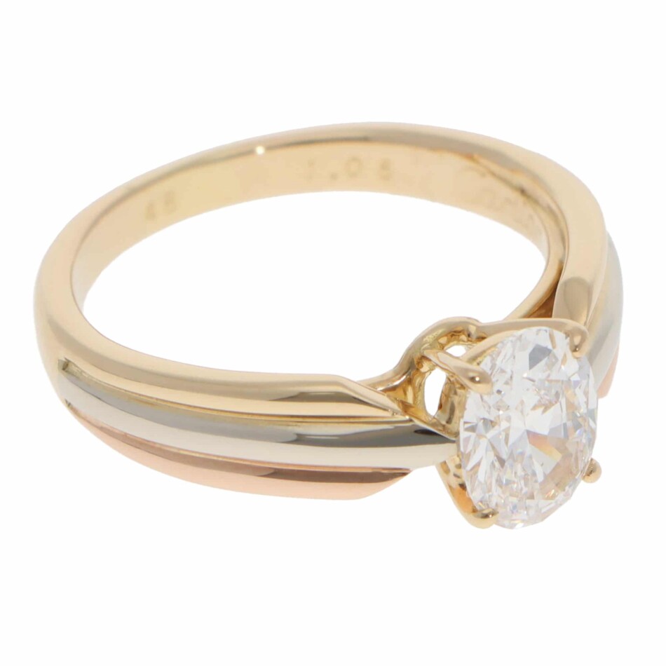 Vintage Cartier GIA Certified 1.08ct Oval Diamond Trinity Ring