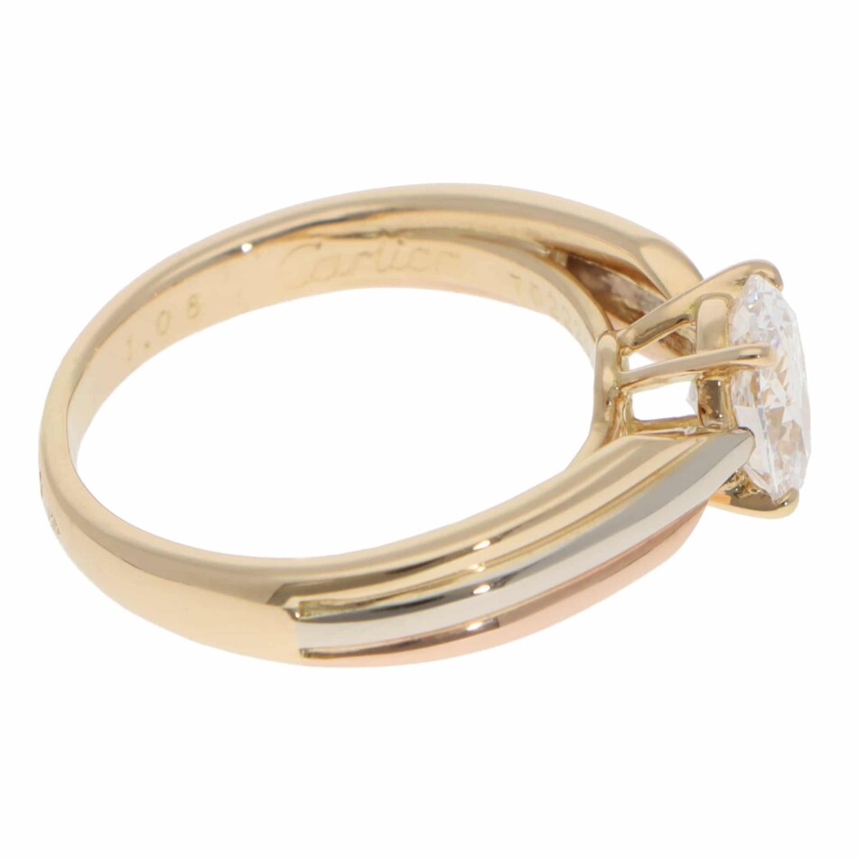 Vintage Cartier GIA Certified 1.08ct Oval Diamond Trinity Ring