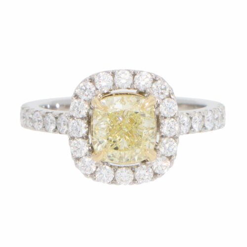 Contemporary GIA Certified 1.54ct Yellow Diamond Cluster Ring
