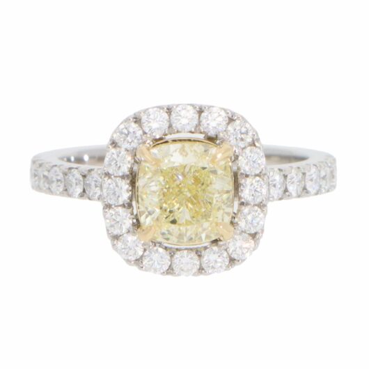 Contemporary GIA Certified 1.54ct Yellow Diamond Cluster Ring
