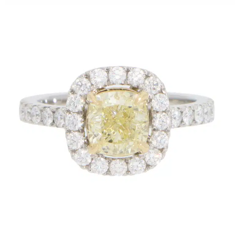 Contemporary GIA Certified 1.54ct Yellow Diamond Cluster Ring