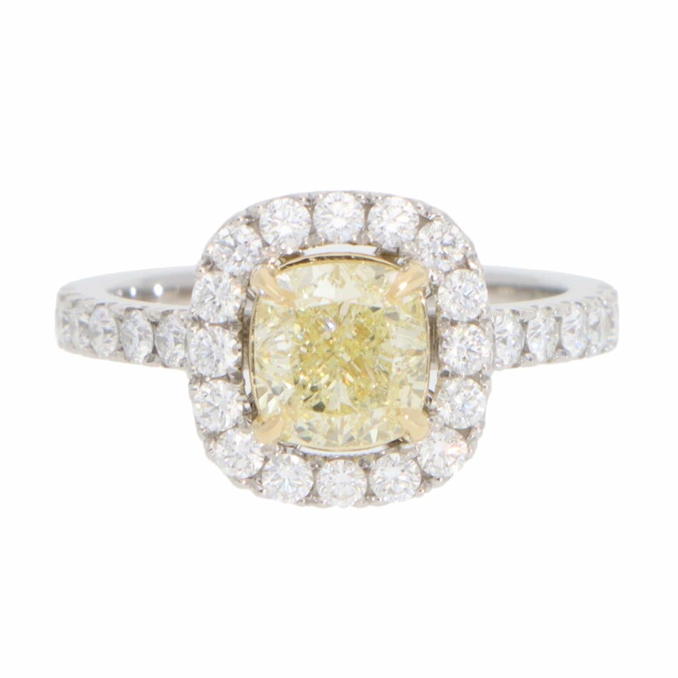 Contemporary GIA Certified 1.54ct Yellow Diamond Cluster Ring