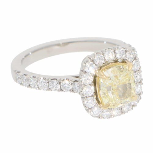Contemporary GIA Certified 1.54ct Yellow Diamond Cluster Ring