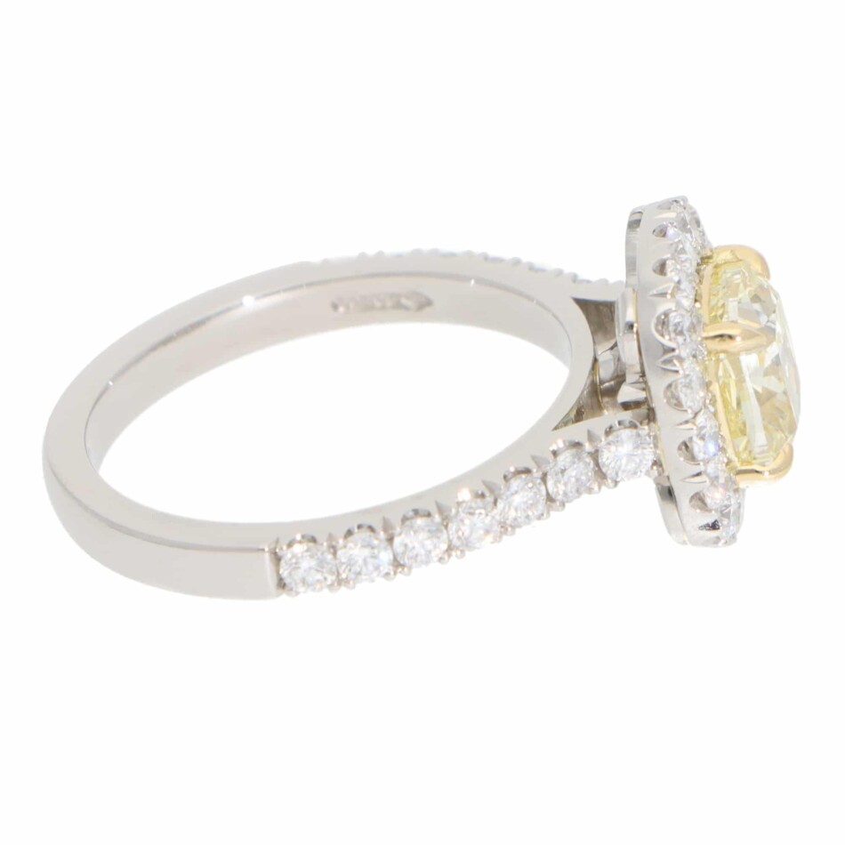 Contemporary GIA Certified 1.54ct Yellow Diamond Cluster Ring