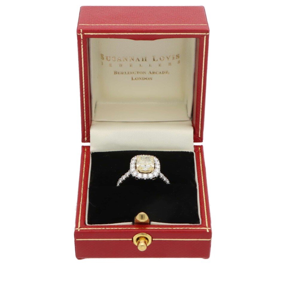 Contemporary GIA Certified 1.54ct Yellow Diamond Cluster Ring