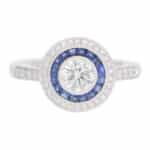 Contemporary Diamond and Sapphire Double Target Ring in Platinum