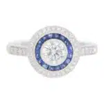 Contemporary Diamond and Sapphire Double Target Ring in Platinum