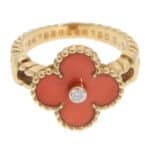 Vintage Van Cleef & Arpels Diamond Alhambra Ring in Yellow Gold