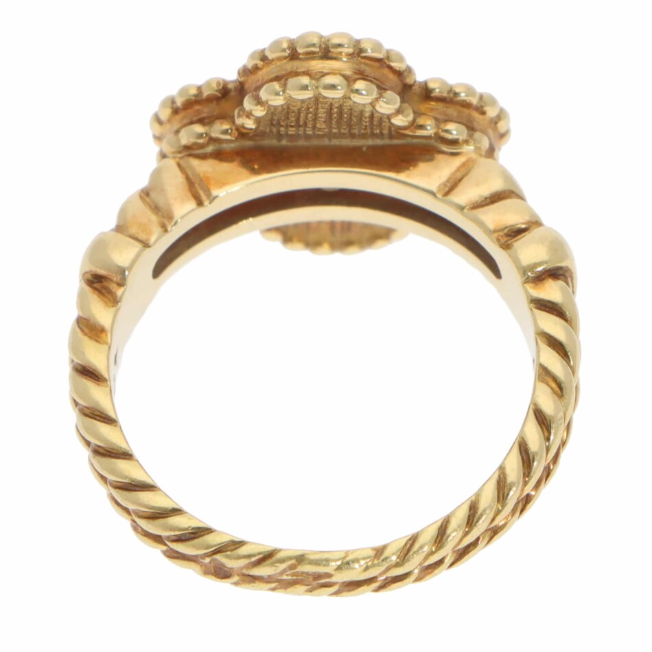 Vintage Van Cleef & Arpels Diamond Alhambra Ring in Yellow Gold