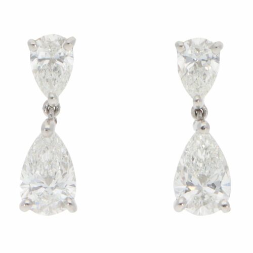 Contemporary 2.04ct Diamond Drop Earrings in Platinum