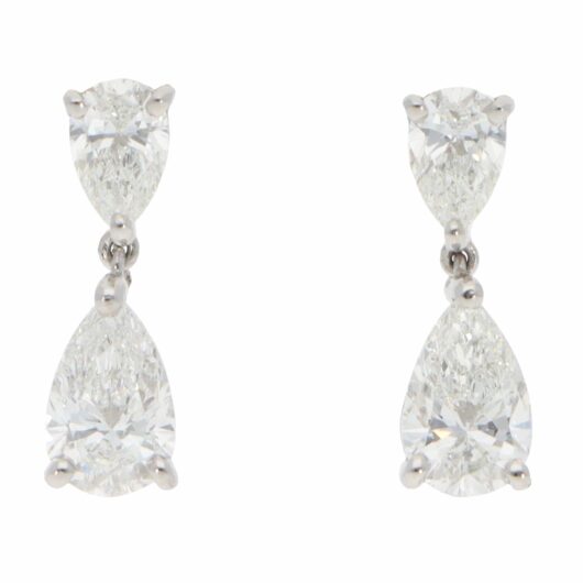 Contemporary 2.04ct Diamond Drop Earrings in Platinum